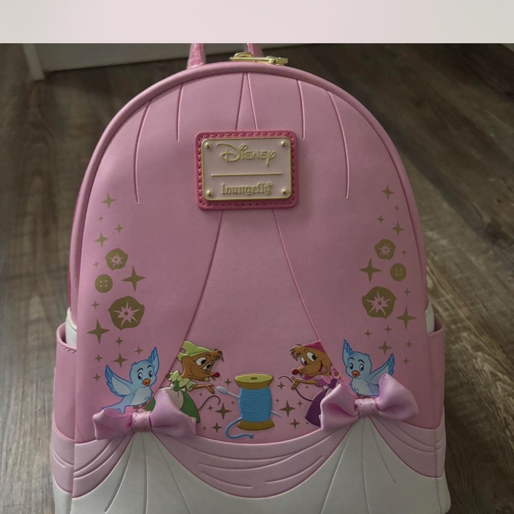 Disney Pink Backpack with Characters and Bows